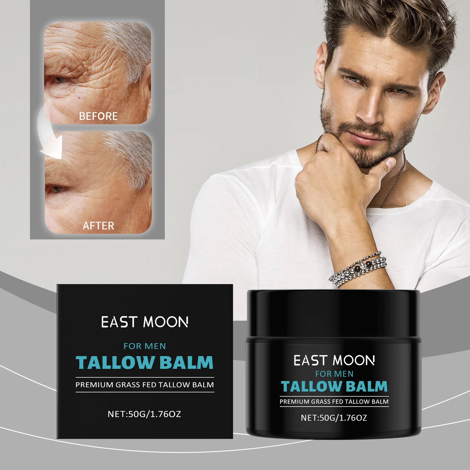 Bálsamo Facial Tallow de ternera para hombres, hidratante profunda, anti-forma, elimina las arrugas, mejora la piel seca y sensible, crema para el cuidado del rostro