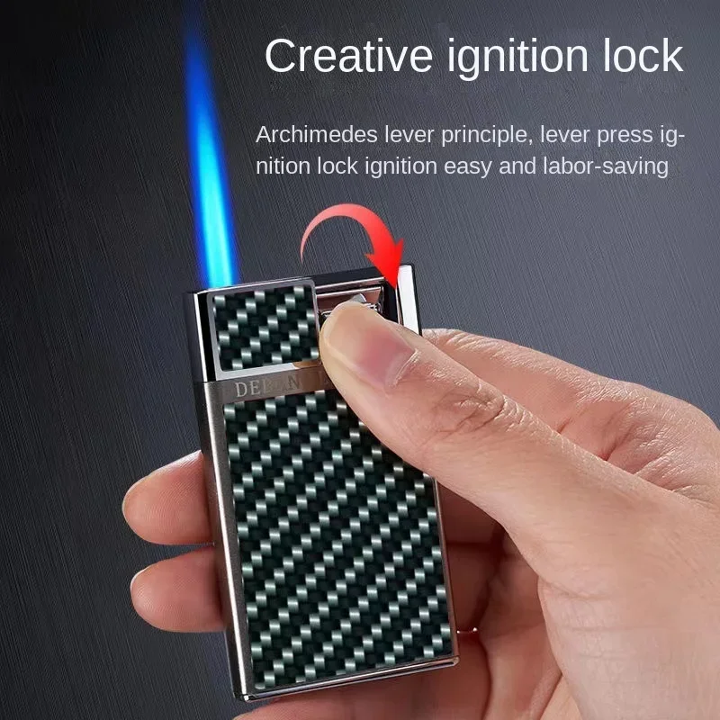 

Shin Type Ignition Card Shape Blue Flame Butane Cycle Inflation Adjustable Flame Windproof Unique Luxury Lighter Mens Gift