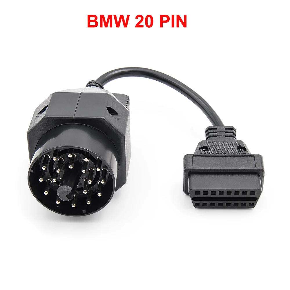 

Адаптер OBD II для BMW, 20-контактный 16-контактный гнездовой разъем OBD2 для старых автомобилей BMW 20pin