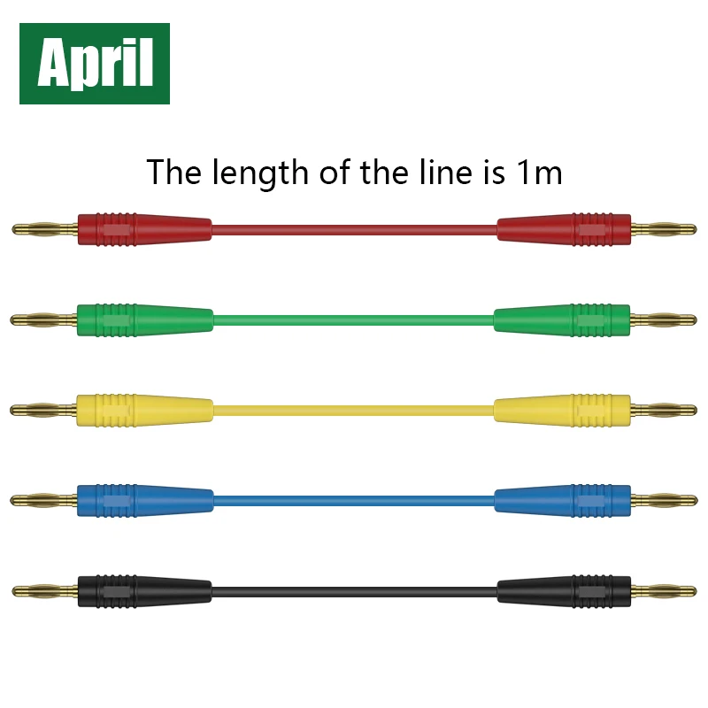 1M Flexible 2mm Banana Male-to-Male Connector Electrical Test Cable Line Set of 5 for Electronics