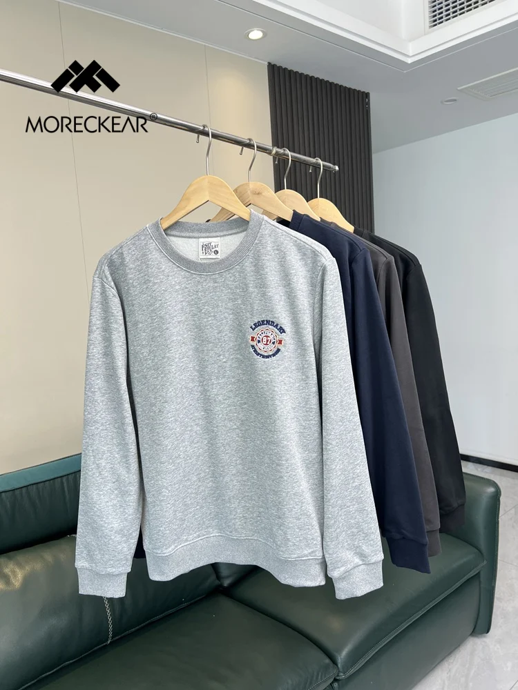 

Мужской хлопковый свитшот свободного кроя с вышивкой, удобный, дышащий, с длинным рукавом и круглым вырезом, для осени