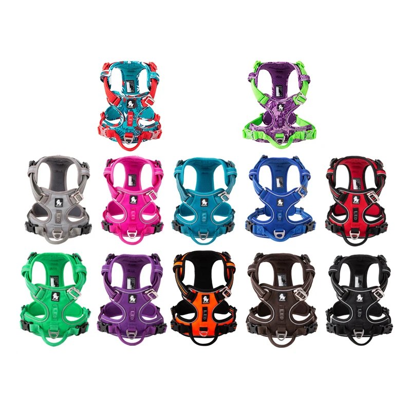 Front Nylon Dog Harness No Pull Vest Soft Adjustable Safety Harness For Dog Small Large Running Training French Bulldog