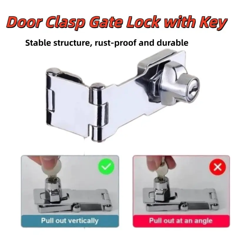 Zinc Alloy Drawer Lock With 2 Keys Key Hasp Lock Safety Cabinet Cupboard Security Lock Locking Buckle Without Hole Drilling