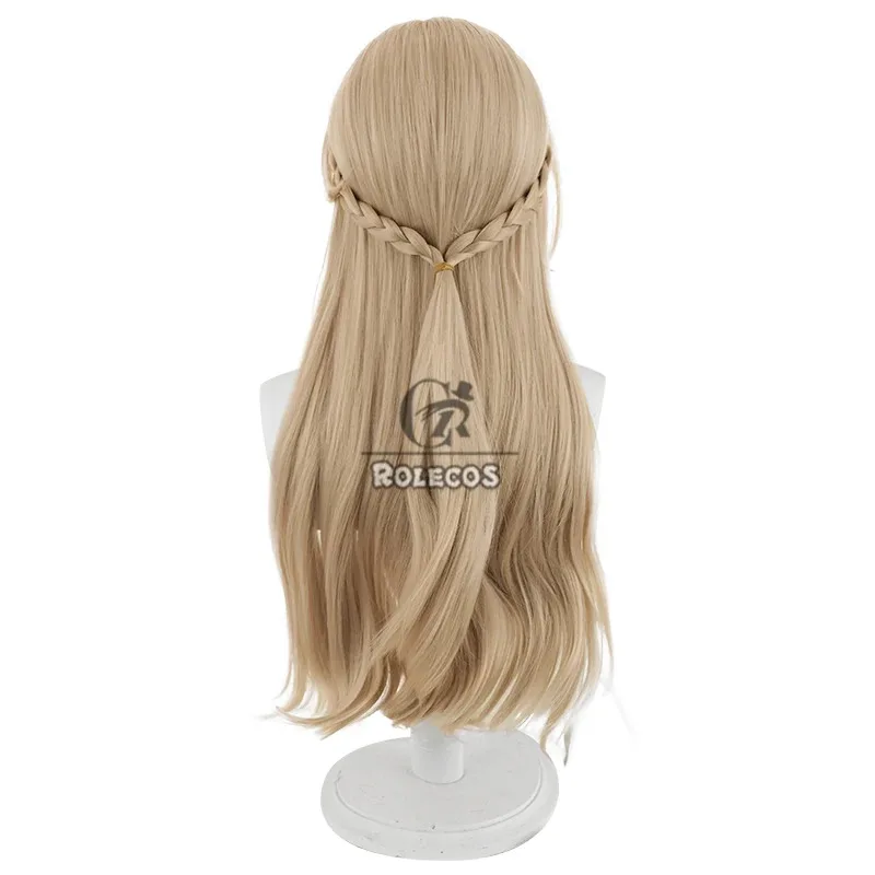 ROLECOS Naraka Bladepoint Prelude Cyra Cosplay Wigs Prelude Cyra 70cm Long Wavy Blonde Wig Heat Resistant Synthetic Hair