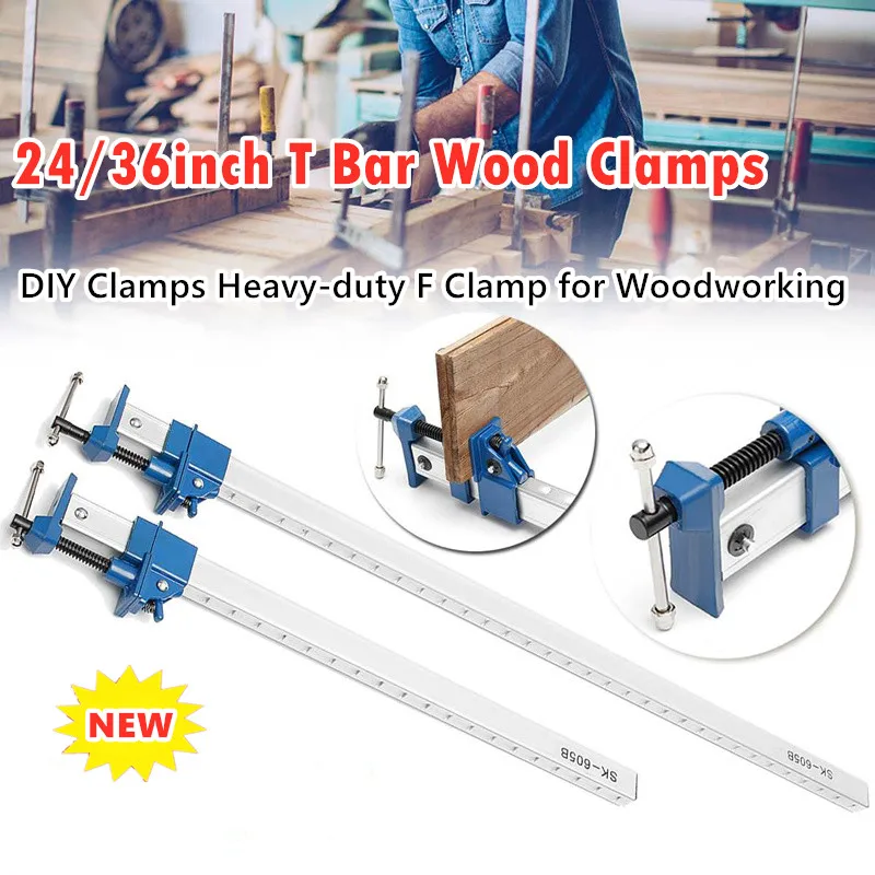 

24/36inch T Bar Wood Clamps DIY Heavy F Clamp Tools For Woodworking Quick Release Fixture Sash Long Cramp Bench Wood Grip