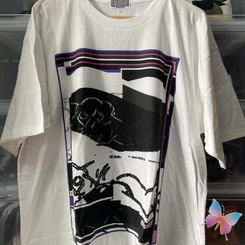 24ss White Summer Abstract Graffiti CAVEMPT Short Sleeves High Quality Cotton Loose Fitting  Breathable Men Women CE Tshirts