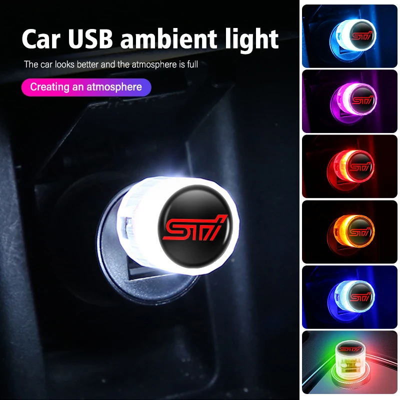 Car USB Ambient Light Colorful Nightlight Auto Lighting Part For Subaru Impreza Legacy WRX STI BRZ Forester Tribeca Ascent