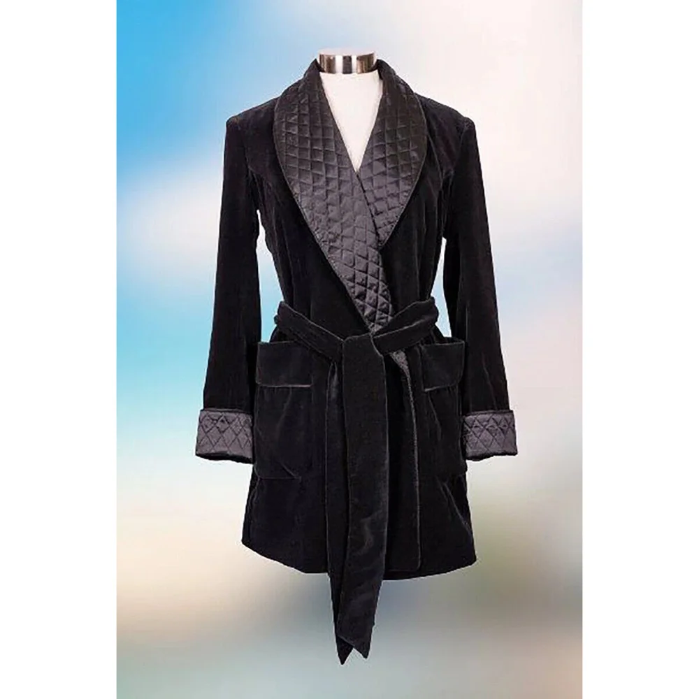 

Мужской вельветовый стеганый халат в винтажном стиле, длинный пеньюар-жакет, банный халат, вельветовый пеньюар-жакет