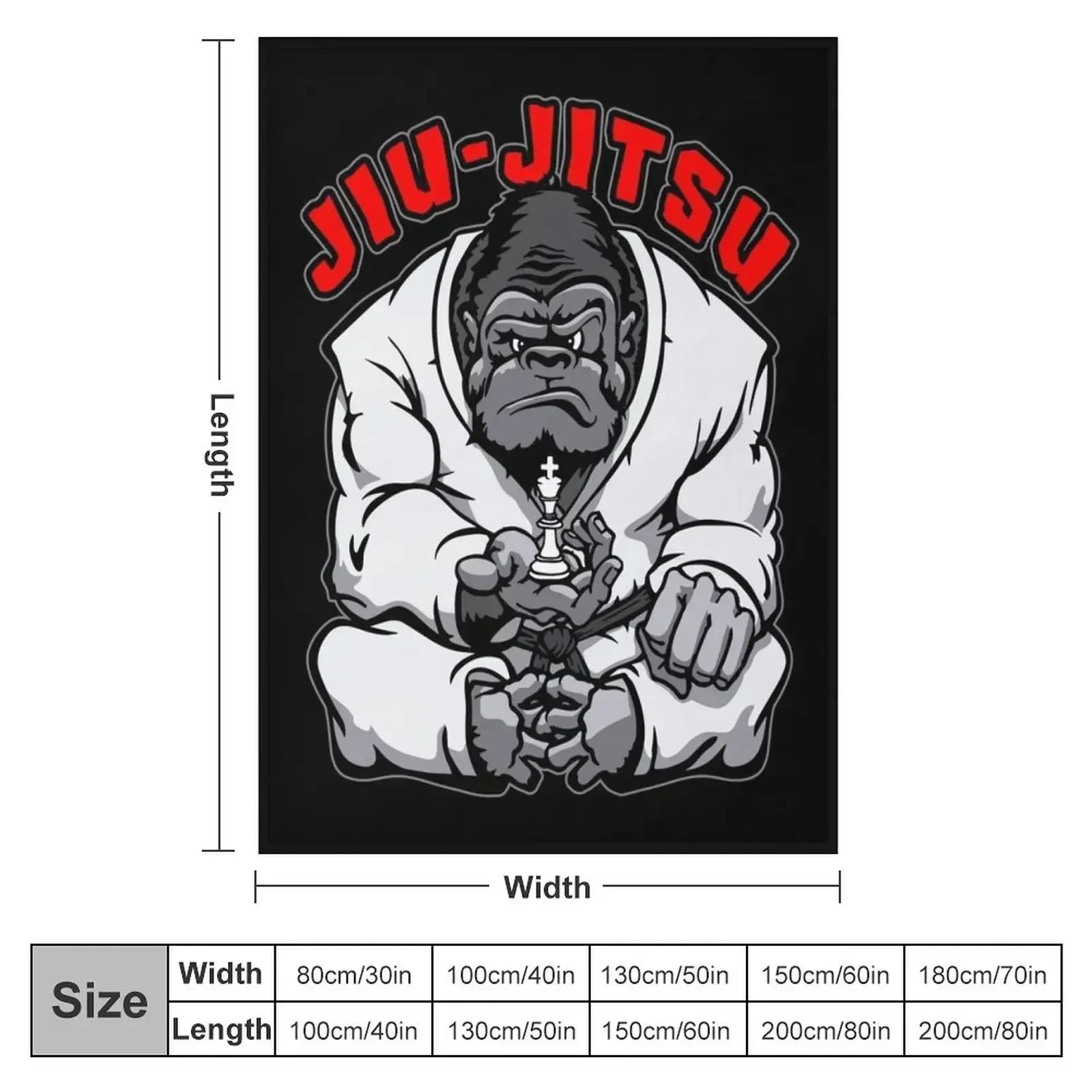 Brazilian Jiu Jitsu MMA BJJ Gorilla Grappling Chess King Throw Blanket couch cozy soft plush fuzzy picnic outdoor blanket