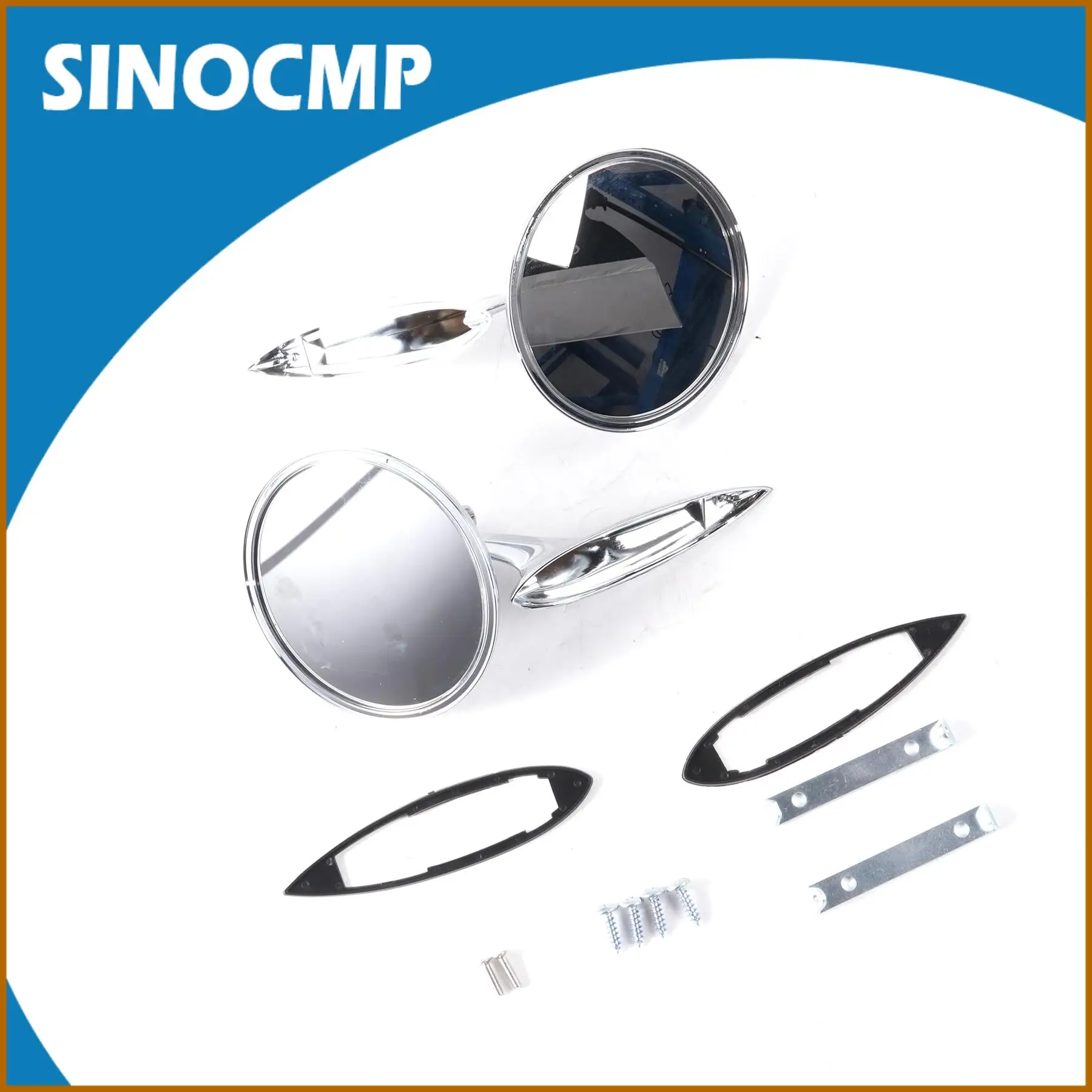 

1set of Round Outside Rearview Mirrors Ribbed Base LSOT001391 654394765672 For Chevy Impala Corvair Biscayne Chevelle 1963-1965