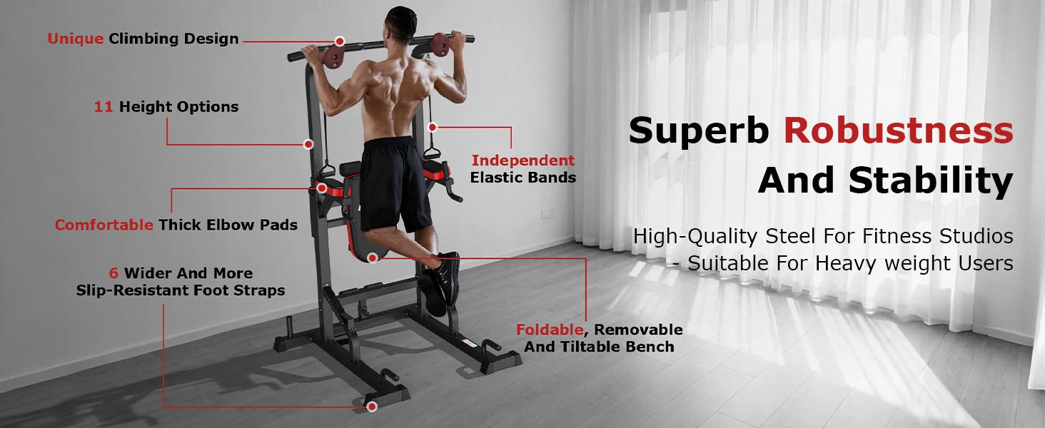 Power Tower Dip Station Pull Up Bar