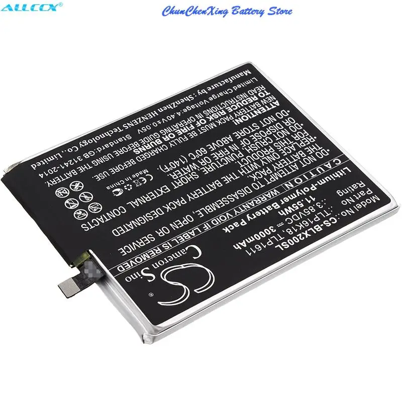 Batteria 3000mAh C766144300T, TLP1611, TLP16G30 per BLU L0090,L0091UU,Life One X2