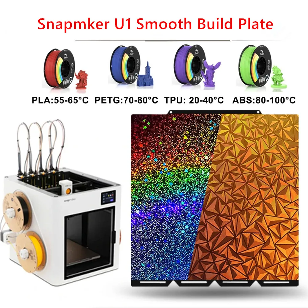 

Snapmker U1 Smooth Build Plate PEY PEO Chameleon Sheet Double Side PEI Spring Steel Printed Bed Platform 276x293mm Easily Remove