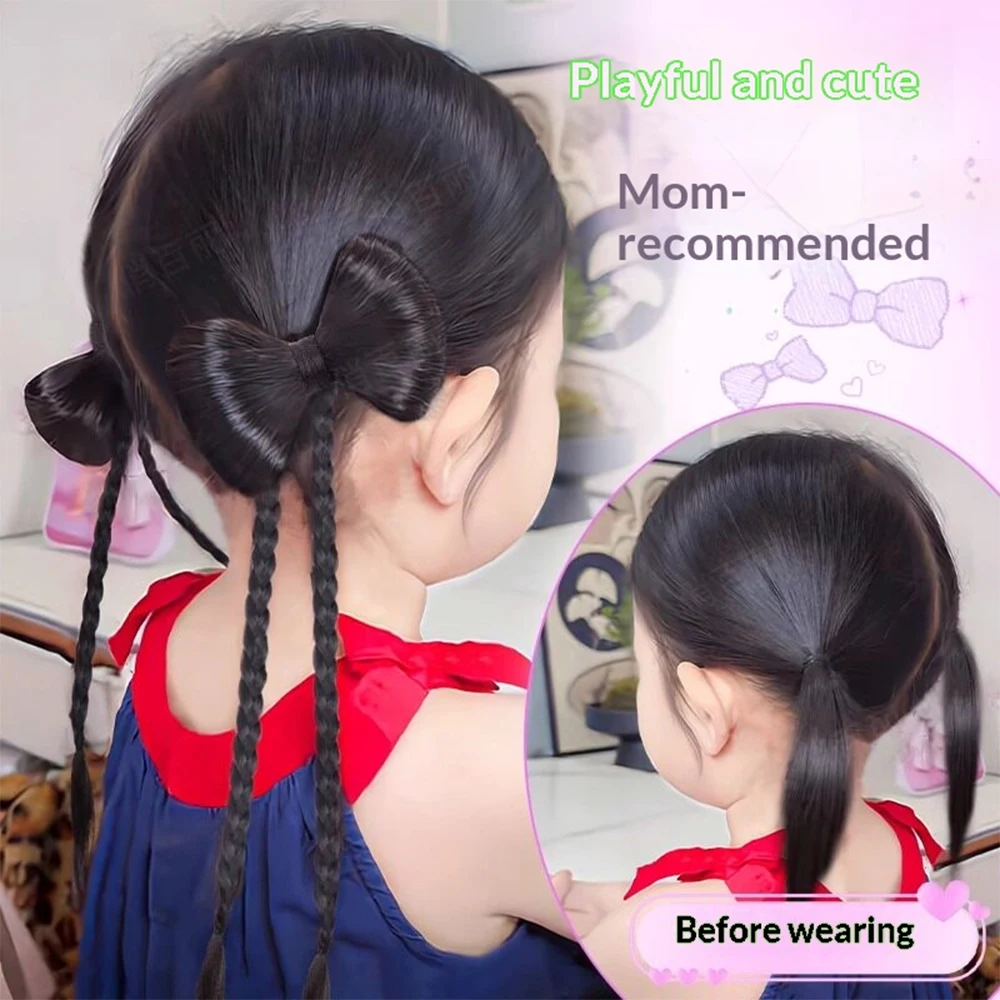 2 Pcs Bow Claw Clip Braided Ponytail Synthetic Hair Heat Resistant Fashion Hair Accessories for Women Daily Styling