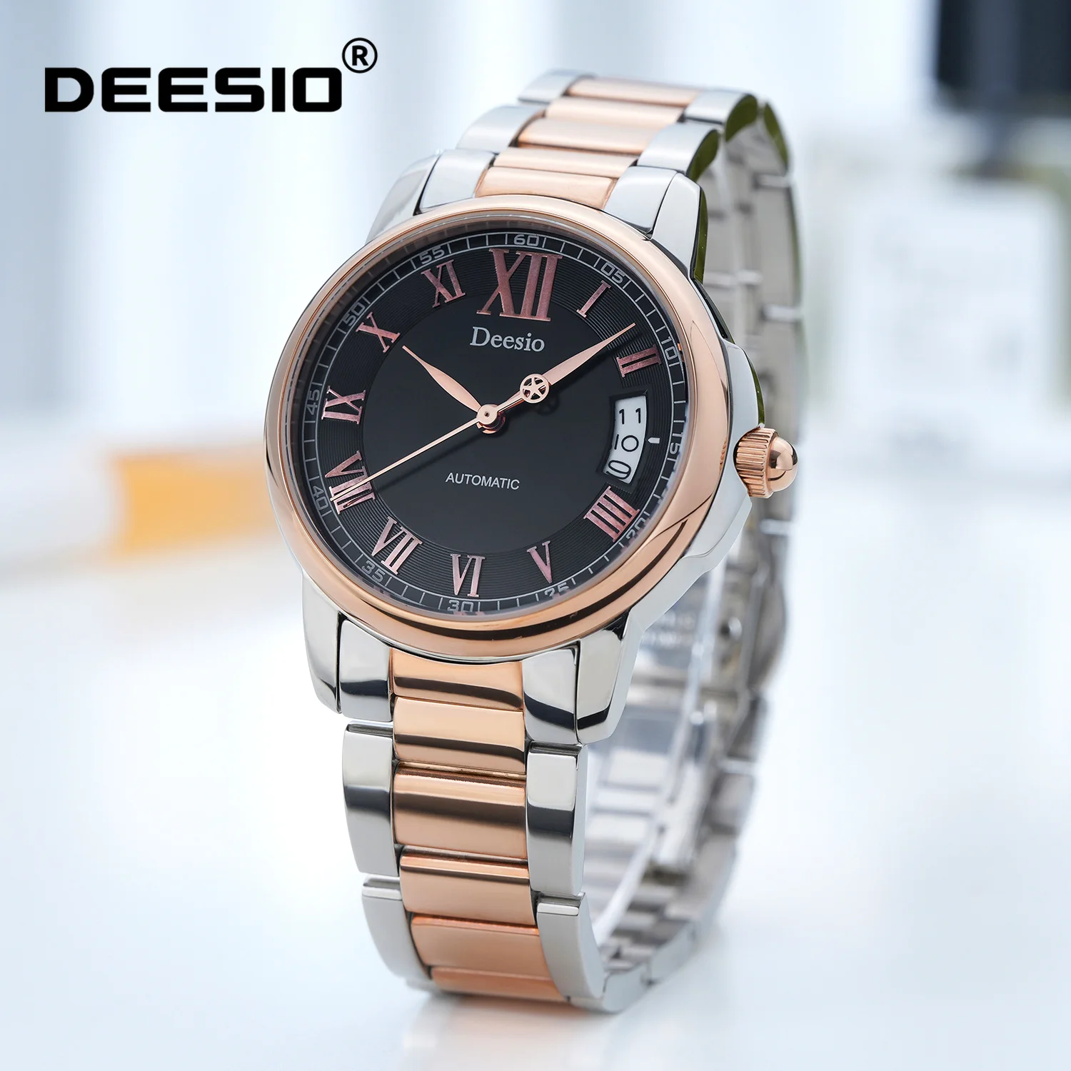 Deesio Women's Automatic Mechanical Watch Stainless Steel Dress Watch with Date 50M Waterproof Luxury Ladies Wristwatch Gifts