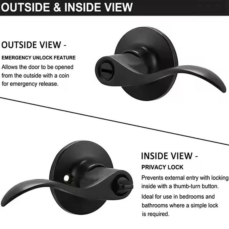 Entrance Lever Door Handle [Lock With Key] For The Office Or Front Door With Satin Bronze Finish On The Right And Left