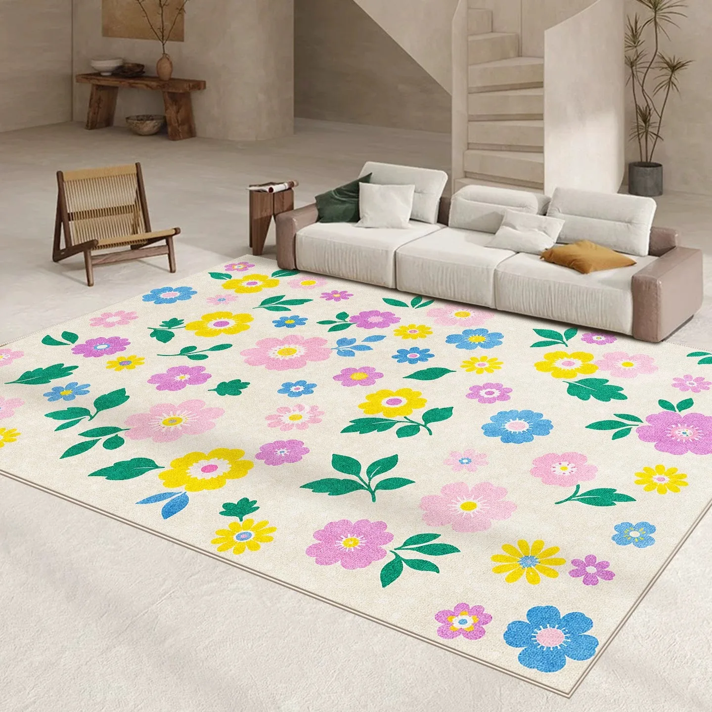 Dopamine Floral Carpet for Living Room Large Area Rugs Non-slip Coffee Tables Floor Mat Bedroom Rug Ковер В Гостиную Tapete 거실러그