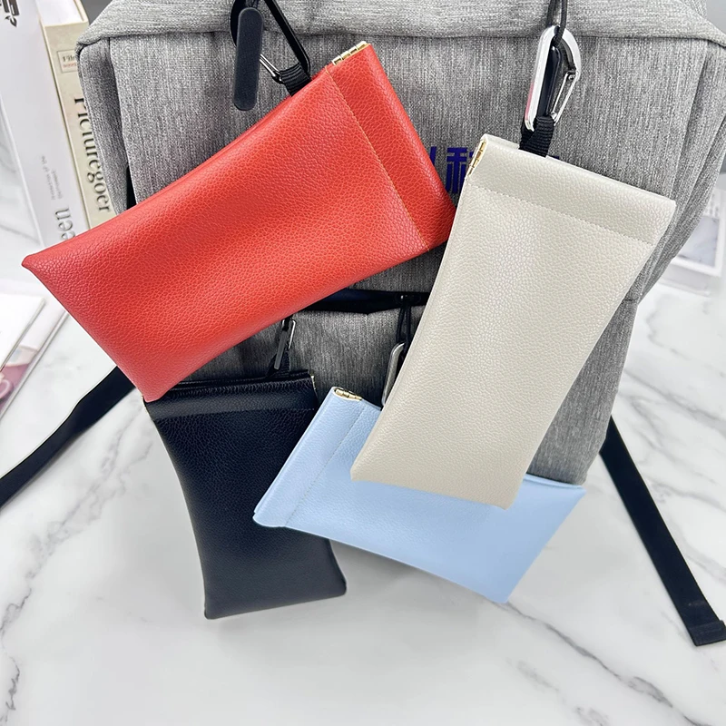 Soft PU Glasses Bag Sunglasses Case Carrying Bag Automatic Closed Eyewear Pouch Earphone Data Cable Storage Protective Cover - view 3