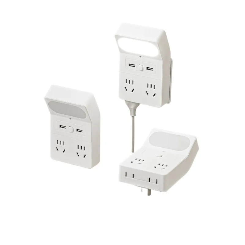 

Встроенная розетка со светодиодной подсветкой, многопортовый преобразователь USB-порт, подходит для дома, офиса и общежития.