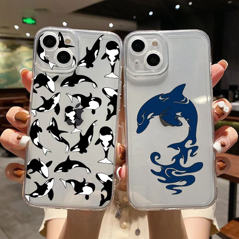 Luxury killer whale Phone Cover For iPhone 11 12 13 14 15 16 Pro Max 16 15 14 Plus 12 13 Mini Clear Soft Silicone TPU Case