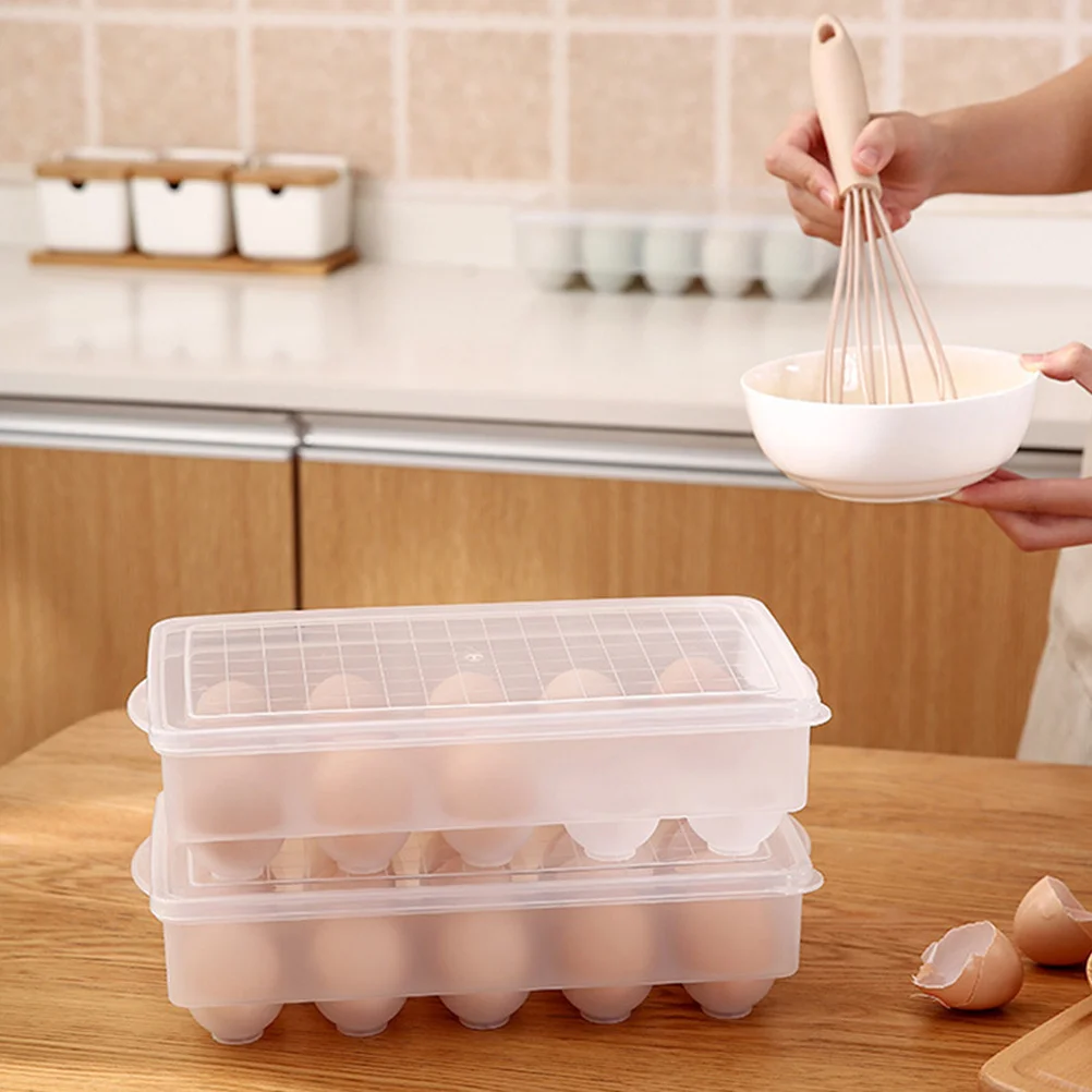 

1Pcs Transparent Egg Box 15 Lattices Stackable Slim Fridge Holder Plastic Egg Storage Container Household Organizer