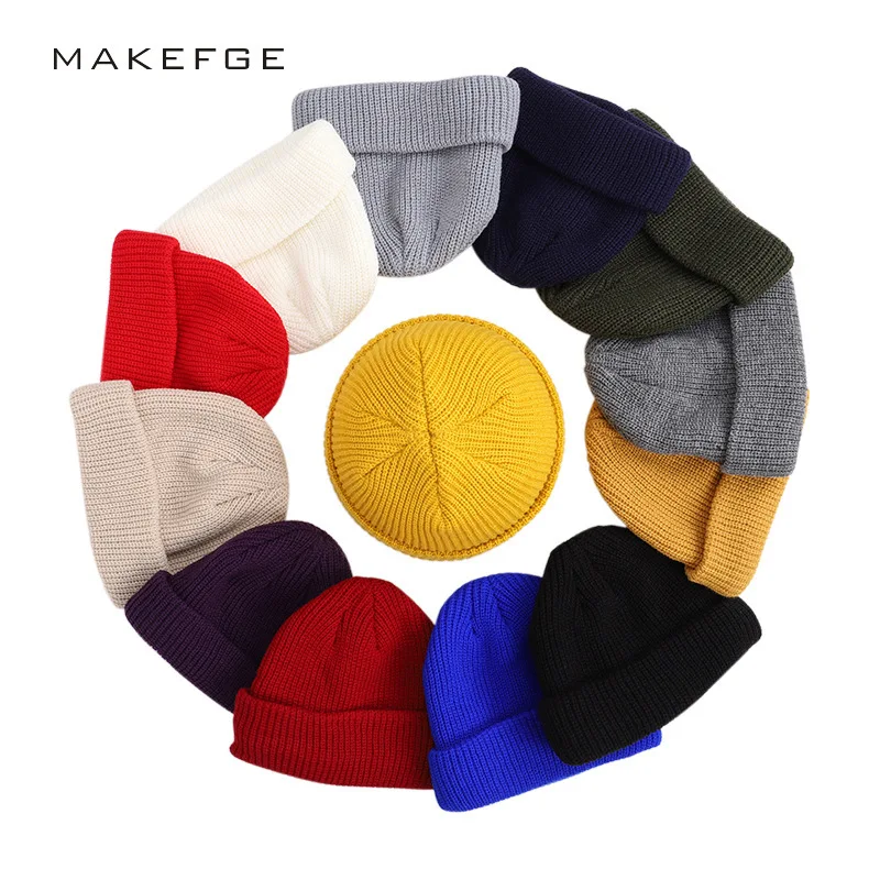 Solid Unisex Beanie Autumn Winter Wool Blends Soft Warm Knitted Cap Men Women Skull Cap Hats Gorro Ski Caps 14 Colors Beanies
