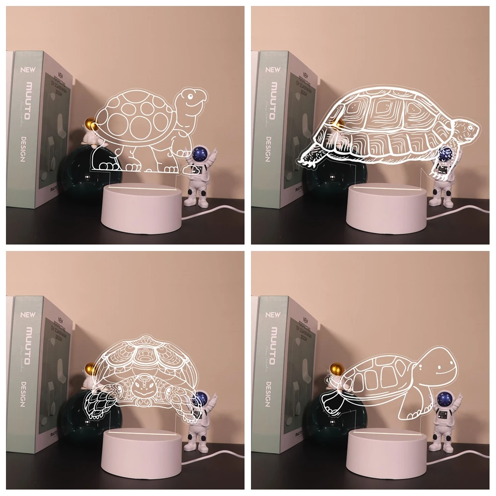 Lampe de table interchangeable pour chambre à coucher, veilleuses, décor de chambre, cadeau pour enfant, beauté, tortue, avatar, mange