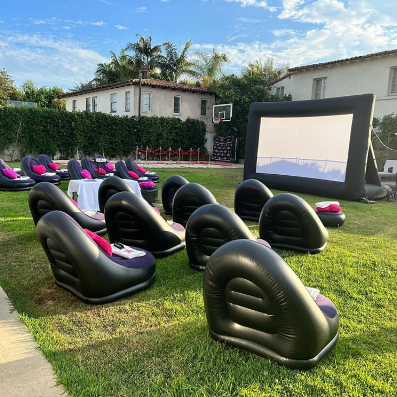 blow up movie screen and projector inflatable outdoor with chair