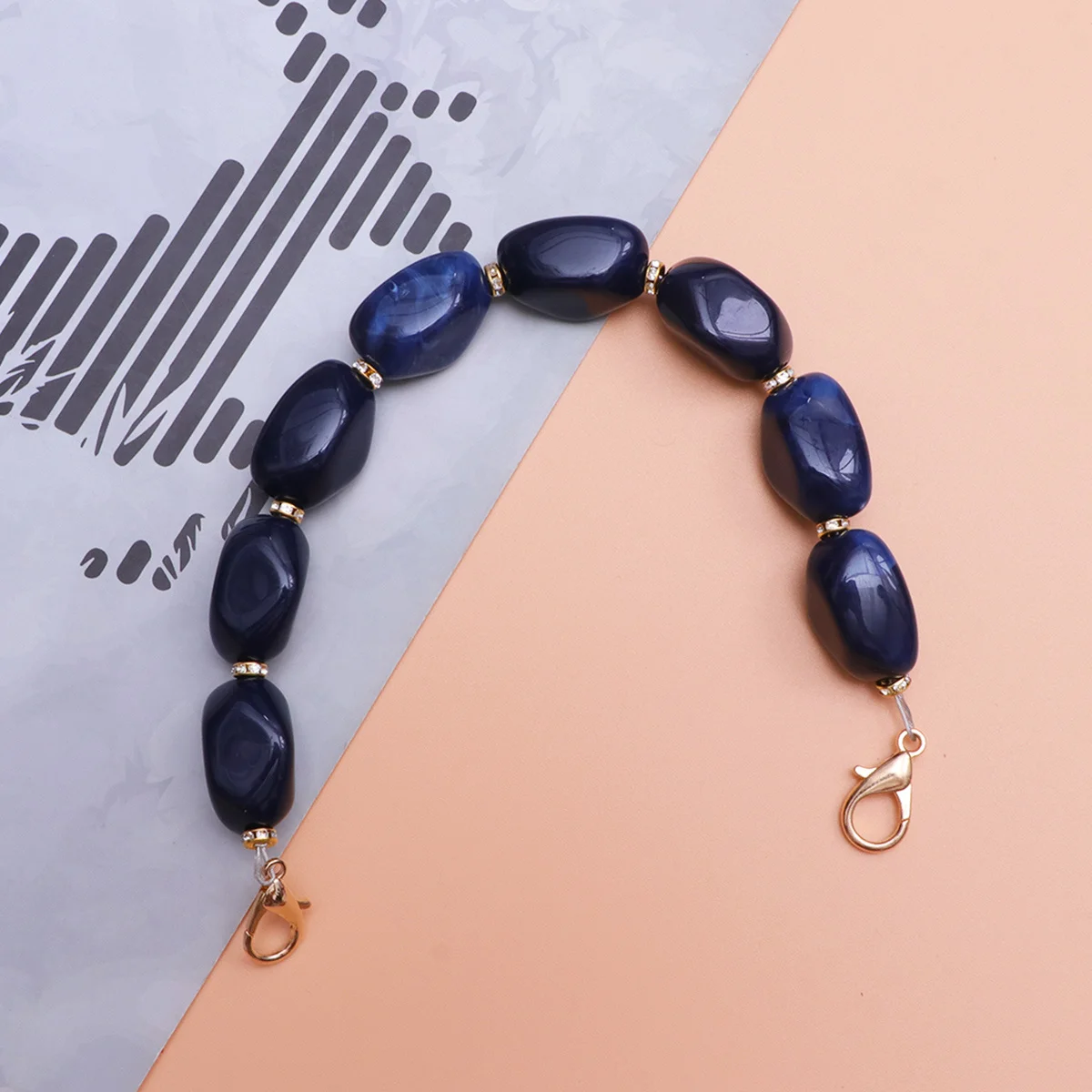 

Box Chain Strap For Handbag Replacement Premium Acrylic Resin Bicolor Blue Crossbody Shoulder Bag Accessories Replacement