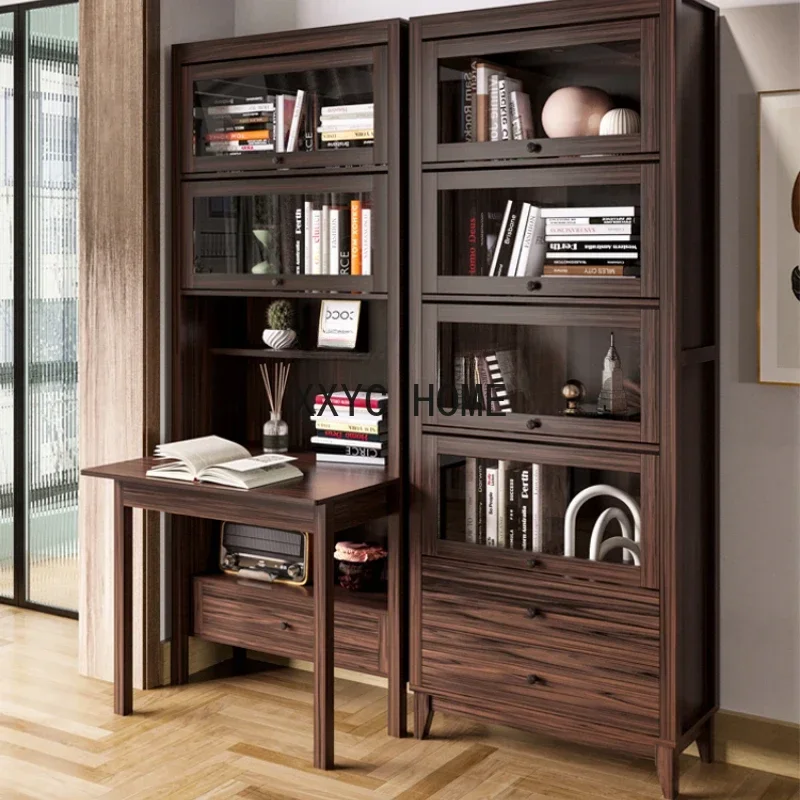 

Bookcase Shelf Small Bookcase with Door with Glass Drawer Nordic Storage Cabinet Bookshelf