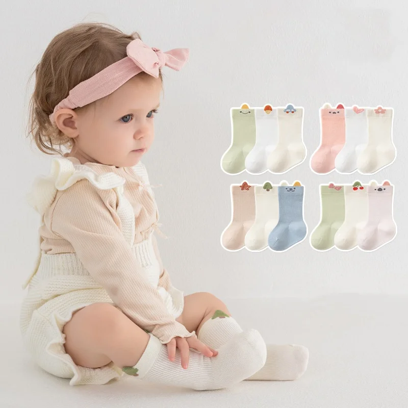 

3 Pairs/Set Cute Cartoon Baby Socks for Newborns 0-5 Years Cotton Autumn Socks for Boys & Girls Children's Clothing Acc