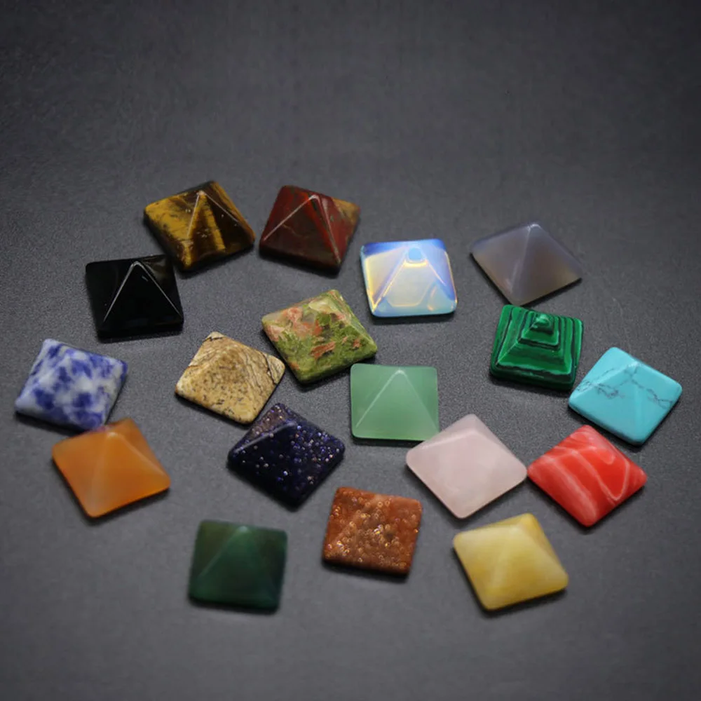 Home Statue Natural White Crystal Pyramid Pattern Healing Stone Natural Stone Healing Mini Ornament