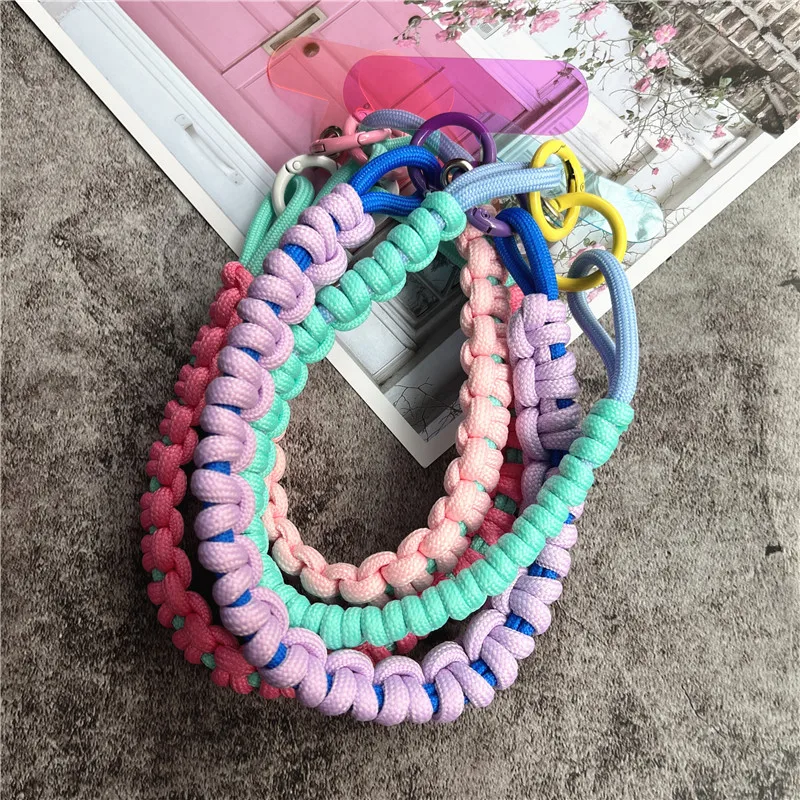 Phone Charm Contrasting Colors Rope Hang Mobile Phone Cases Pendant Short Wrist Strap Color Key Ring Premium Keychain Lanyard