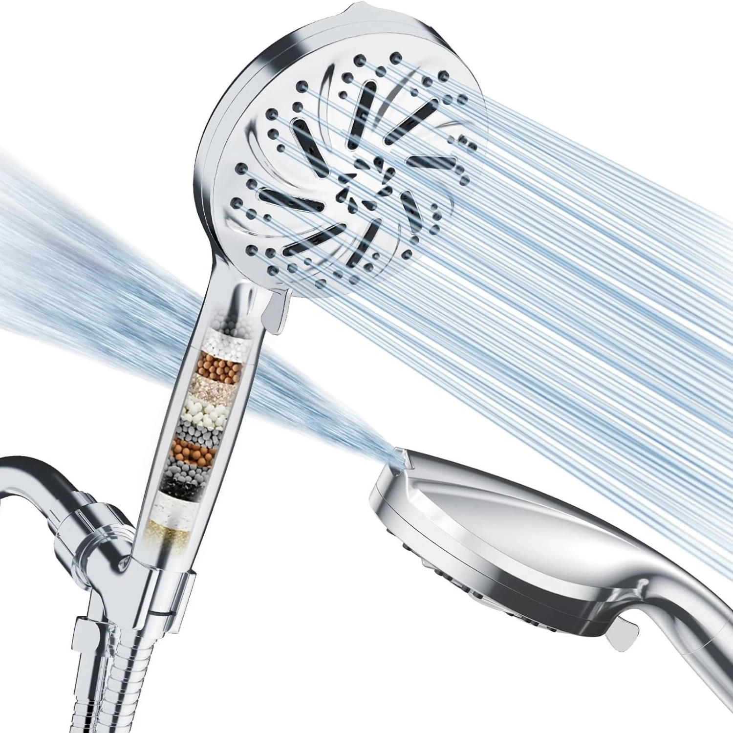 

DEKAXID High Pressure Shower Head with Handheld - Filtered Shower Head with Pause and Jet Modes, Removable Powerful Pressure Ha