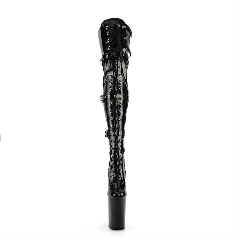 New 23CM/9inches Shiny Patent PU fashion lady High Heel platform Pole Dance Shoes Knee-High Modern Boots