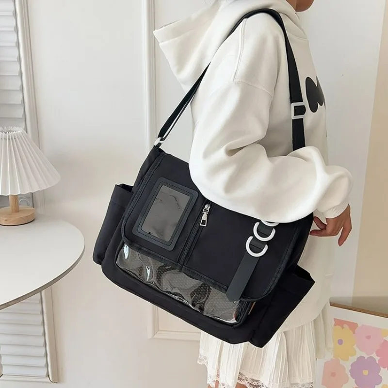 Y2K اليابانية Harajuku الحقائب المدرسية للمراهقات جديد شفاف Itabag حقيبة كروسبودي لتقوم بها بنفسك شارات عرض لوحة Ita حقيبة
