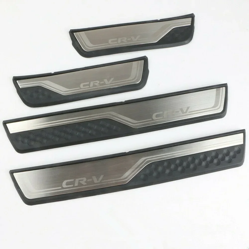 4Pcs Stainless Steel Car Door Sill Scuff Plate Guard Protector Cover Trim for Honda CRV CR-V RW 2017 2018 2019 2020 2021