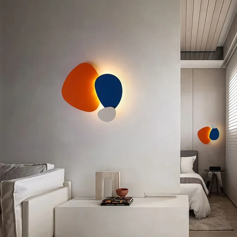 Nordic Modern Wall Lamps Creative Colorful Sconces Parlor Televison Background Corridor Bedroom Bedside Home Decor LED Luminaire