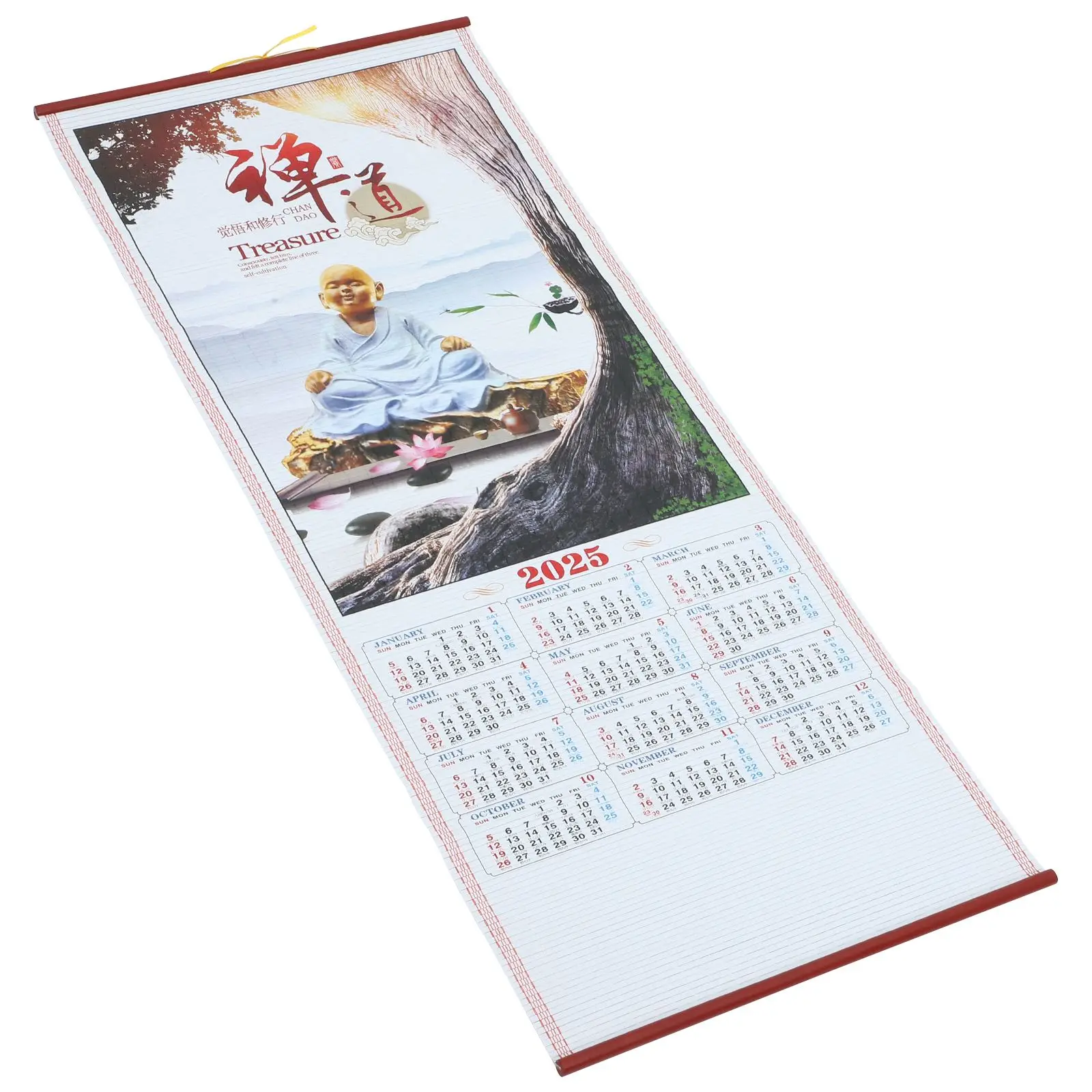 Maankalender hangend 2025, maanjaarkalender Chinese scrollkalender Chinees wandornament 2025, het jaar van de slangenkalender