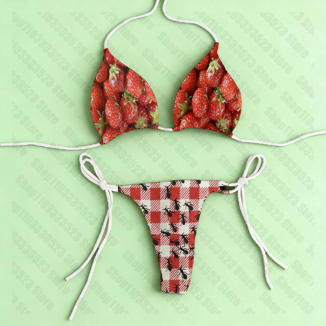 Bikini sexy con estampado de chicas dulces para mujer, bikini de verano a la moda, conjunto de bikini Kawaii para mujer, estilo Y2k, bikini sexy con patrón de los años 90