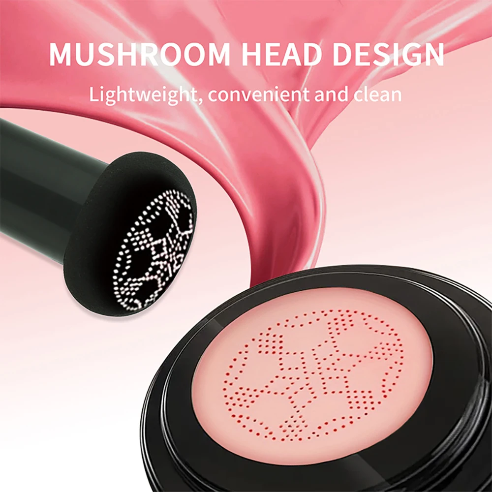 Natureza fosco pó blush cabeça de cogumelo iluminar rosto maquiagem almofada para base facial cosméticos almofada de ar pó blush