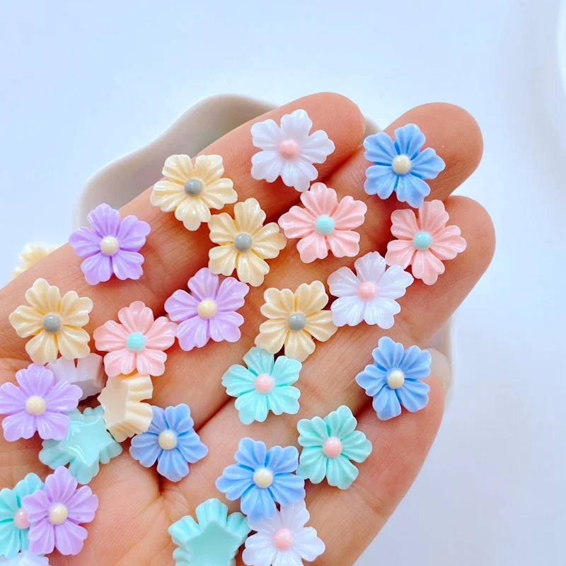 50pc 3D Resin Nail Cute Flower Head Series accessori per unghie Kawaii decorazione per unghie fai da te