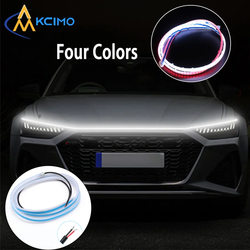 120cm Dynamischer Scan-Start LED-Motorhauben-Lichtstreifen, 12V DRL Tagfahrlicht, IP68 Wasserdichte Motorabdeckung Dekorative Ambientebeleuchtung