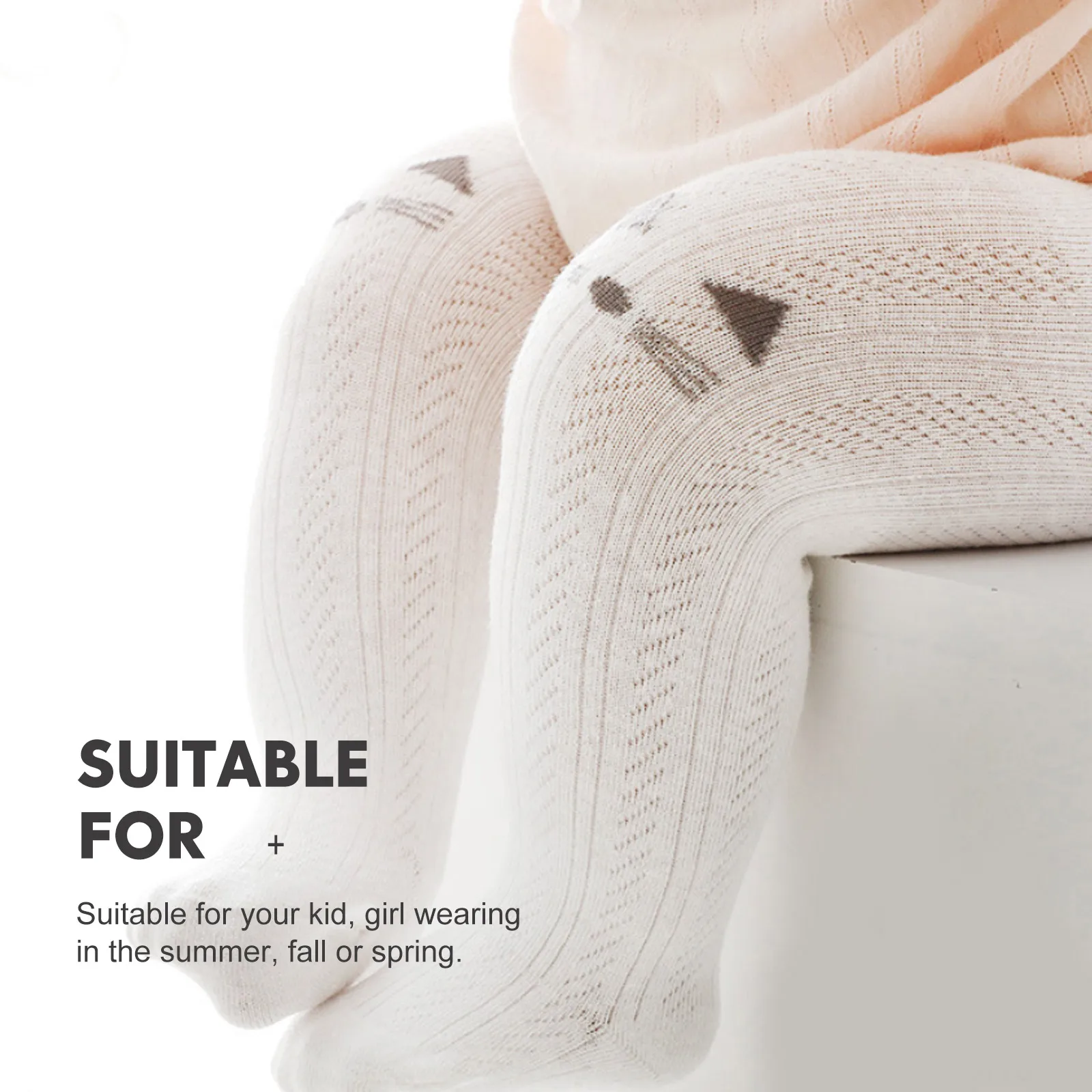 

Girls Pantyhose White Knitted Long Socks Kids Stockings Soft Fabric Knitted Long Socks Elasticity Summer Fall Spring