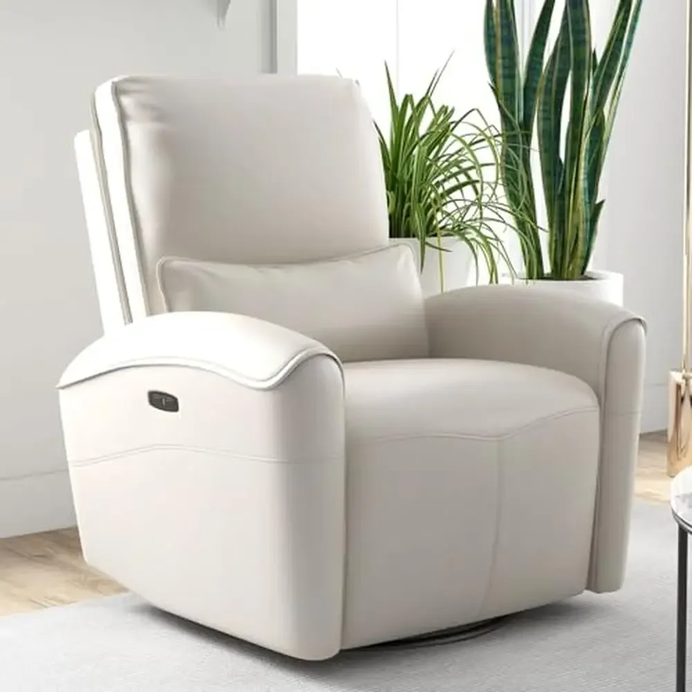 Swivel Rocker Recliner Chair USB Port Fixed Lumbar Support Glider Nursery Living 270° Swivel Rocking 23.2