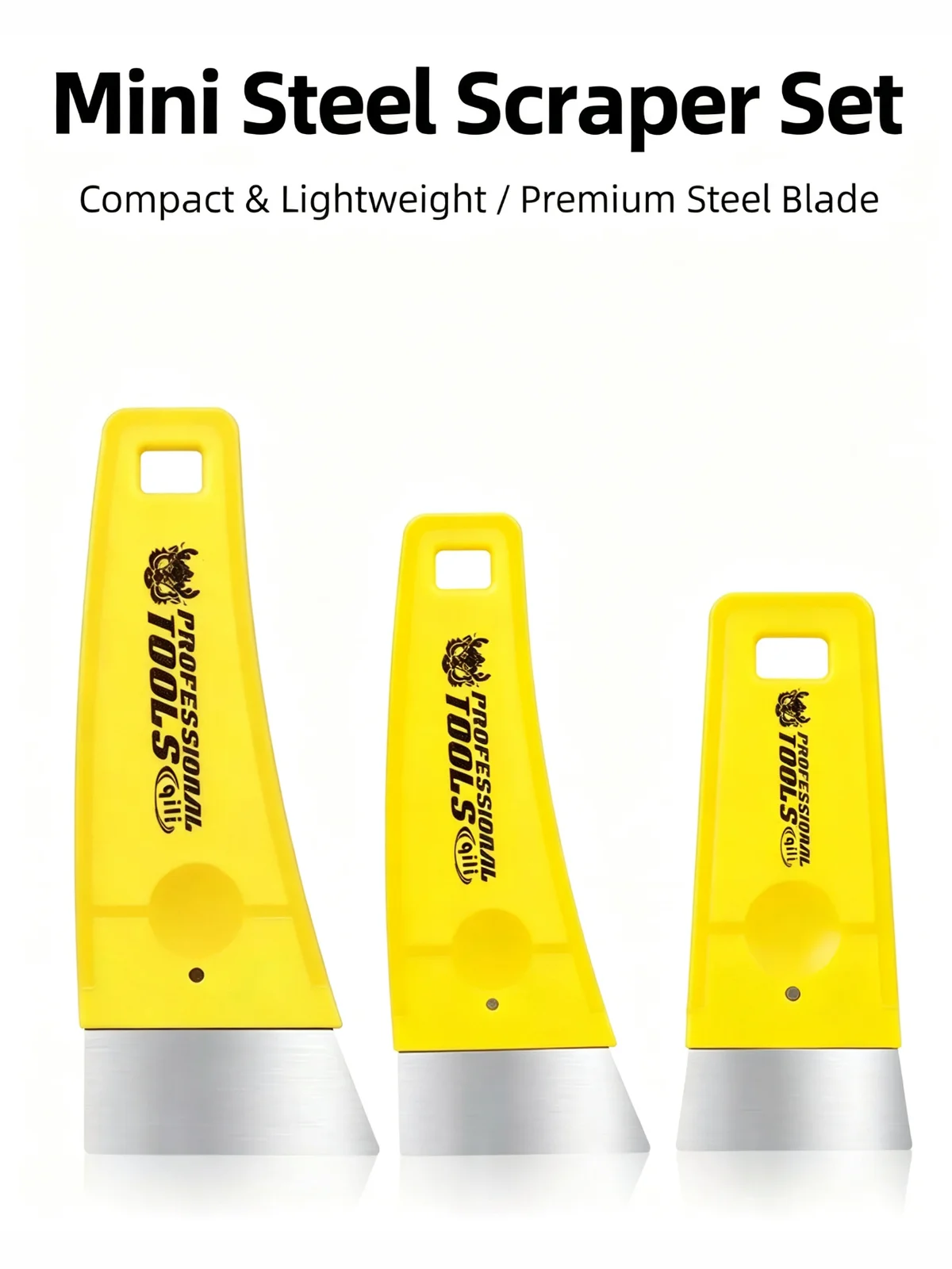 3pcs Mini Steel Scraper Set Stainless Steel Blade Car Window Tint Vinyl Wrap Squeegee Film Bubble Remover Edge Trimmer Tool Sets