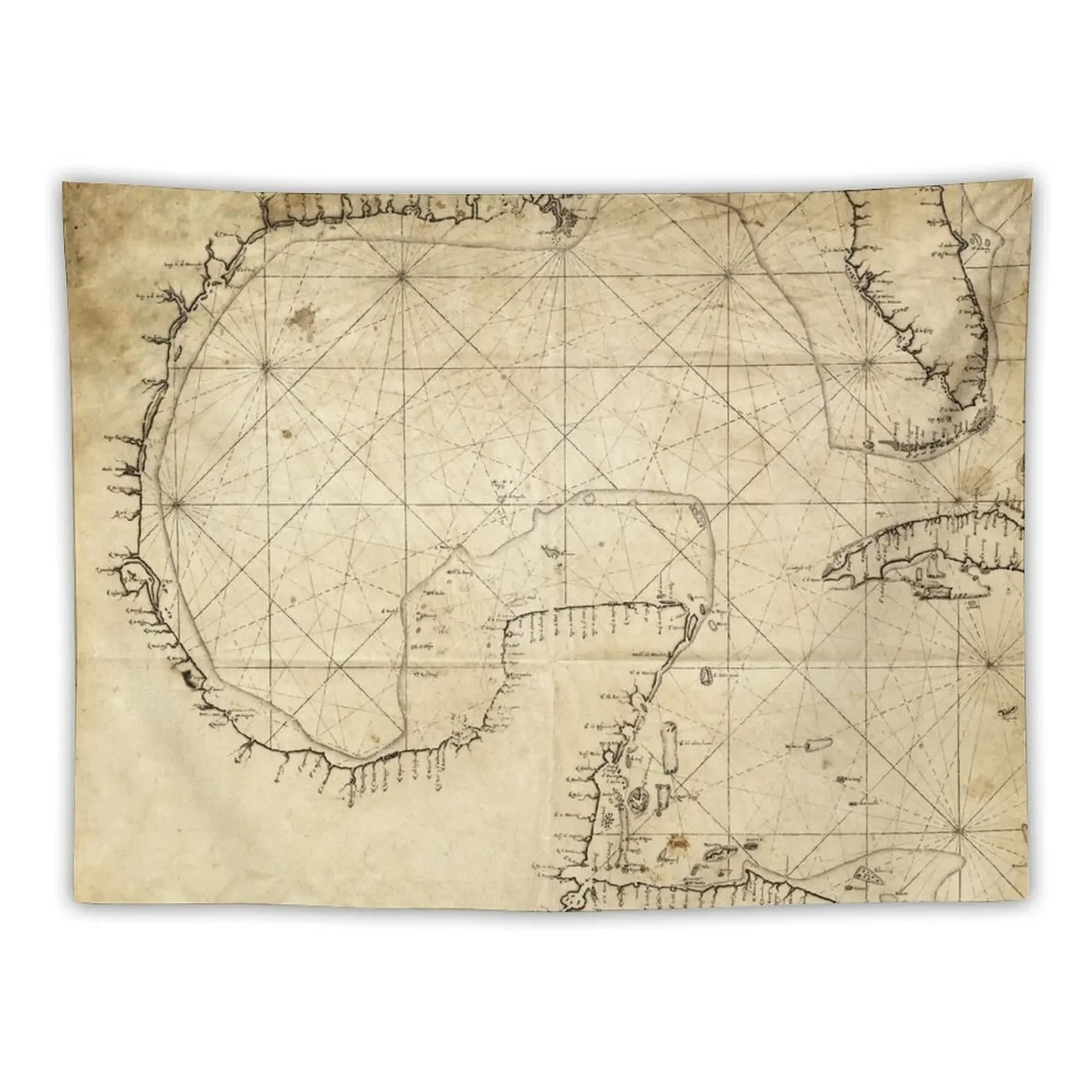 

Gulf of Mexico Map (1730) Tapestry Outdoor Decor Carpet On The Wall Decoration Room Wall Decorations Tapestry