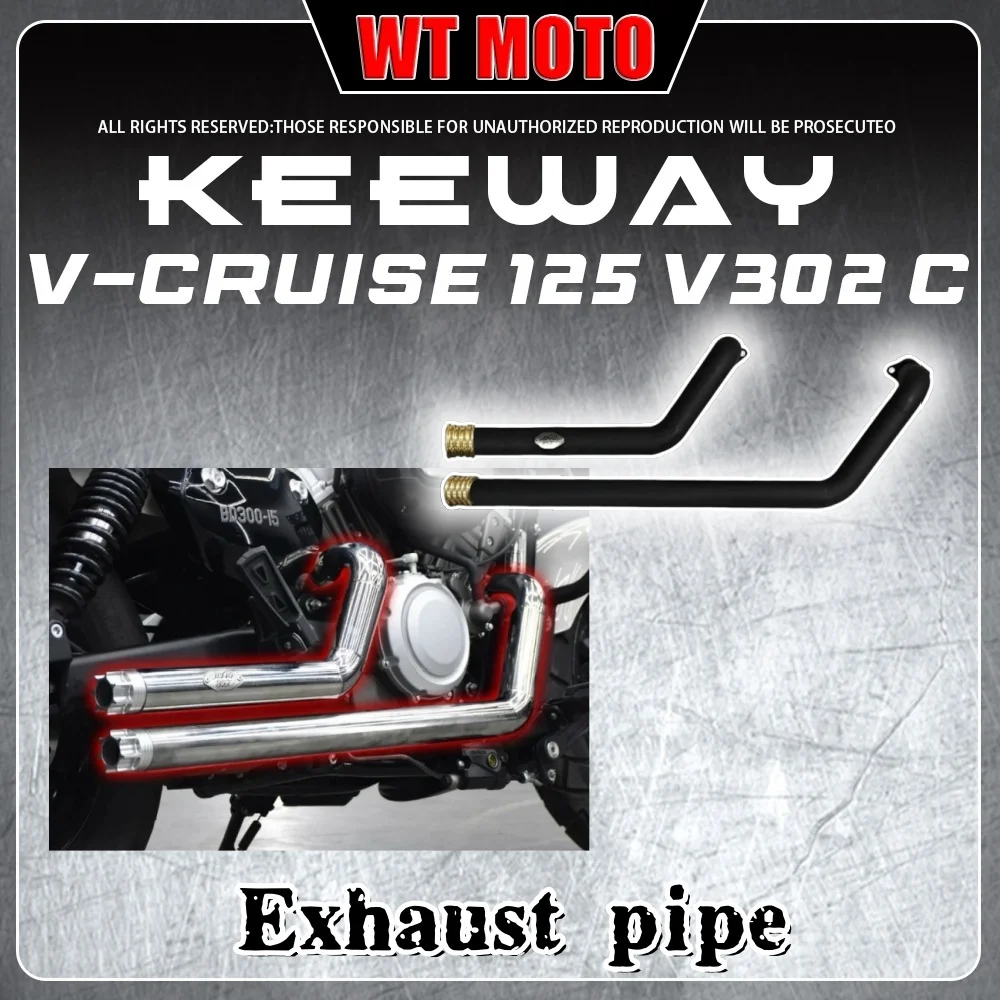For KEEWAY V-CRUISE 125 V 302 C brass exhaust full section retro right side double outlet deep and thick special accessories