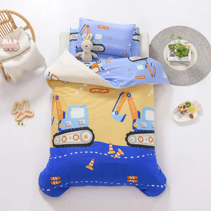 

3Pcs Cotton Baby Bedding Set For Newborns Cartoon Pattern Kids Boys Girls Crib Duvet Cover Pillowcase Mattress Cover