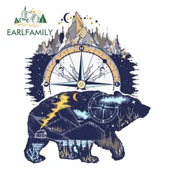 EARLFAMILY 13cm X 10.8cm for Camping Wild Bear Car Stickers Fashionable Creative Decals Sunscreen Laptop Caravan Decor Car Goods